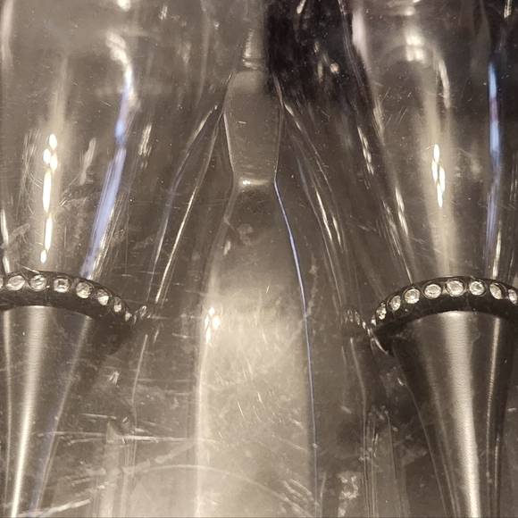 NWT VintageStudio Rhinestone trim His & Hers 10" Toasting Glasses w/ black stems - Picture 3 of 4